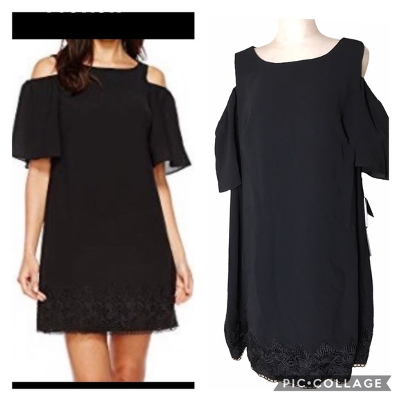 ADRIANNA PAPELL Guazy Crepe Cold Shoulder Shift 24W - Picture 1 of 6